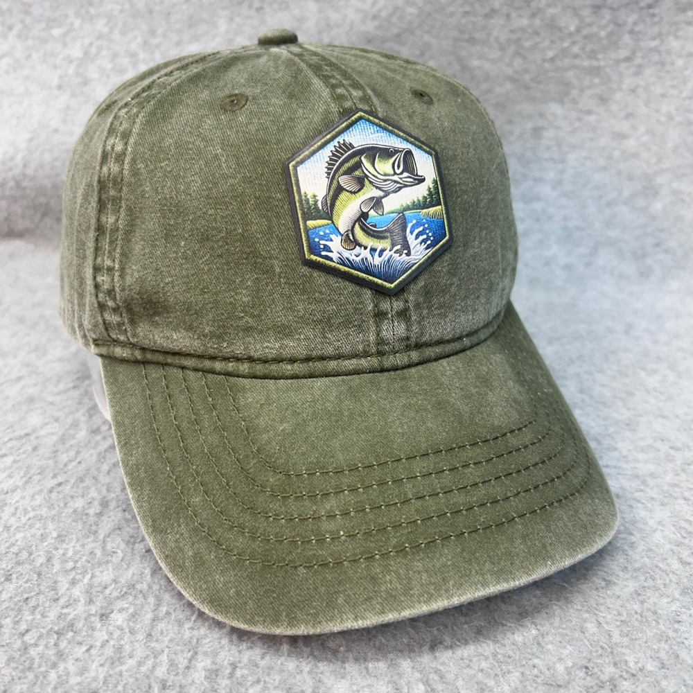 Bass Fishing Patch Mens Green Unbranded Dad Hat Adjustable Baseball Cap OSFM
